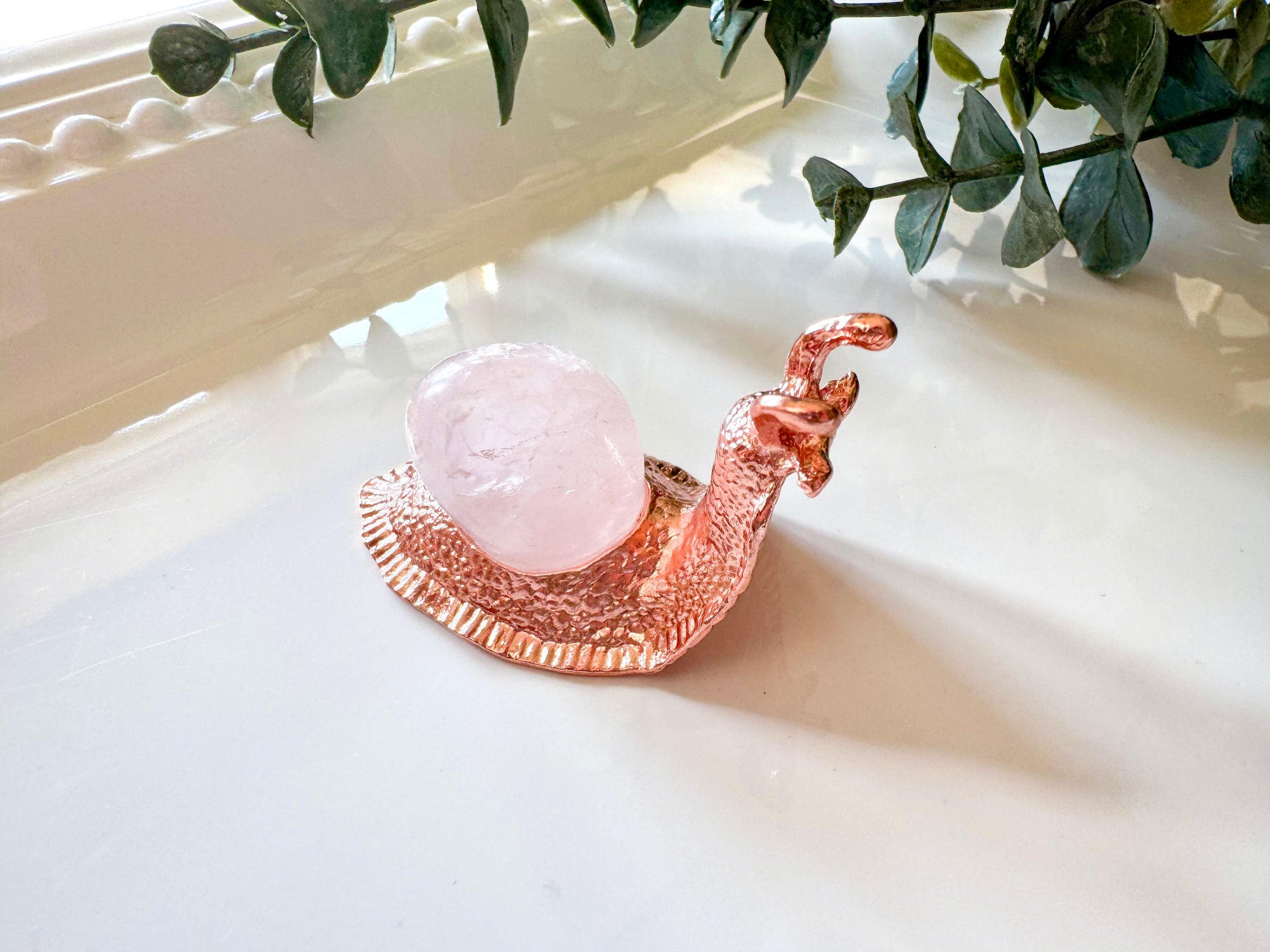 Metal Snail with Crystal Accent