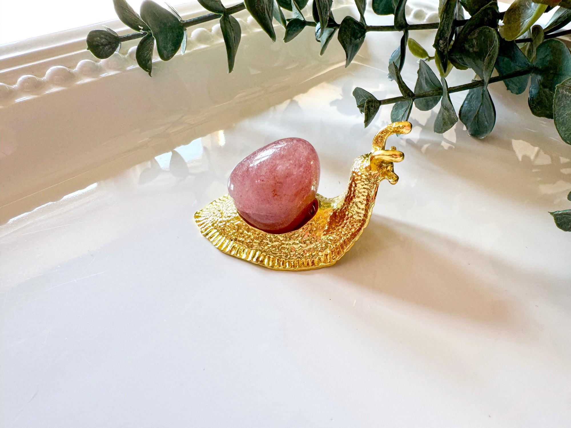 Metal Snail with Crystal Accent