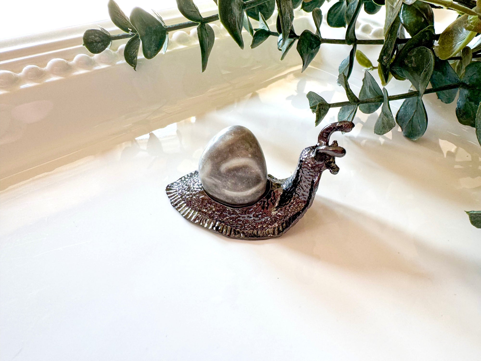 Metal Snail with Crystal Accent