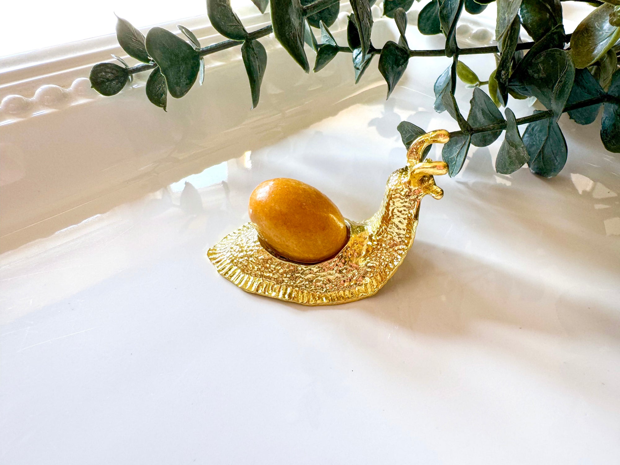 Metal Snail with Crystal Accent