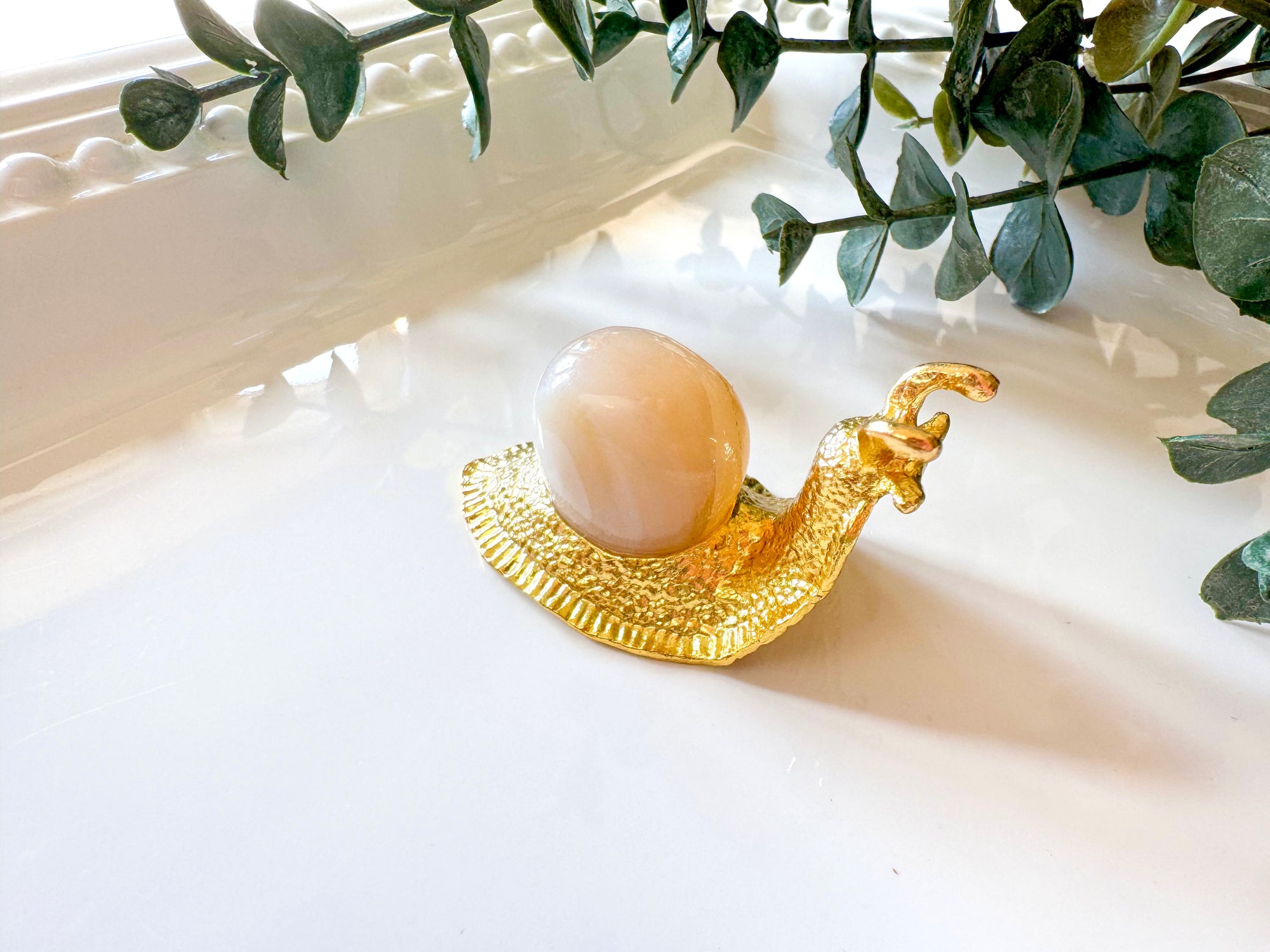Metal Snail with Crystal Accent