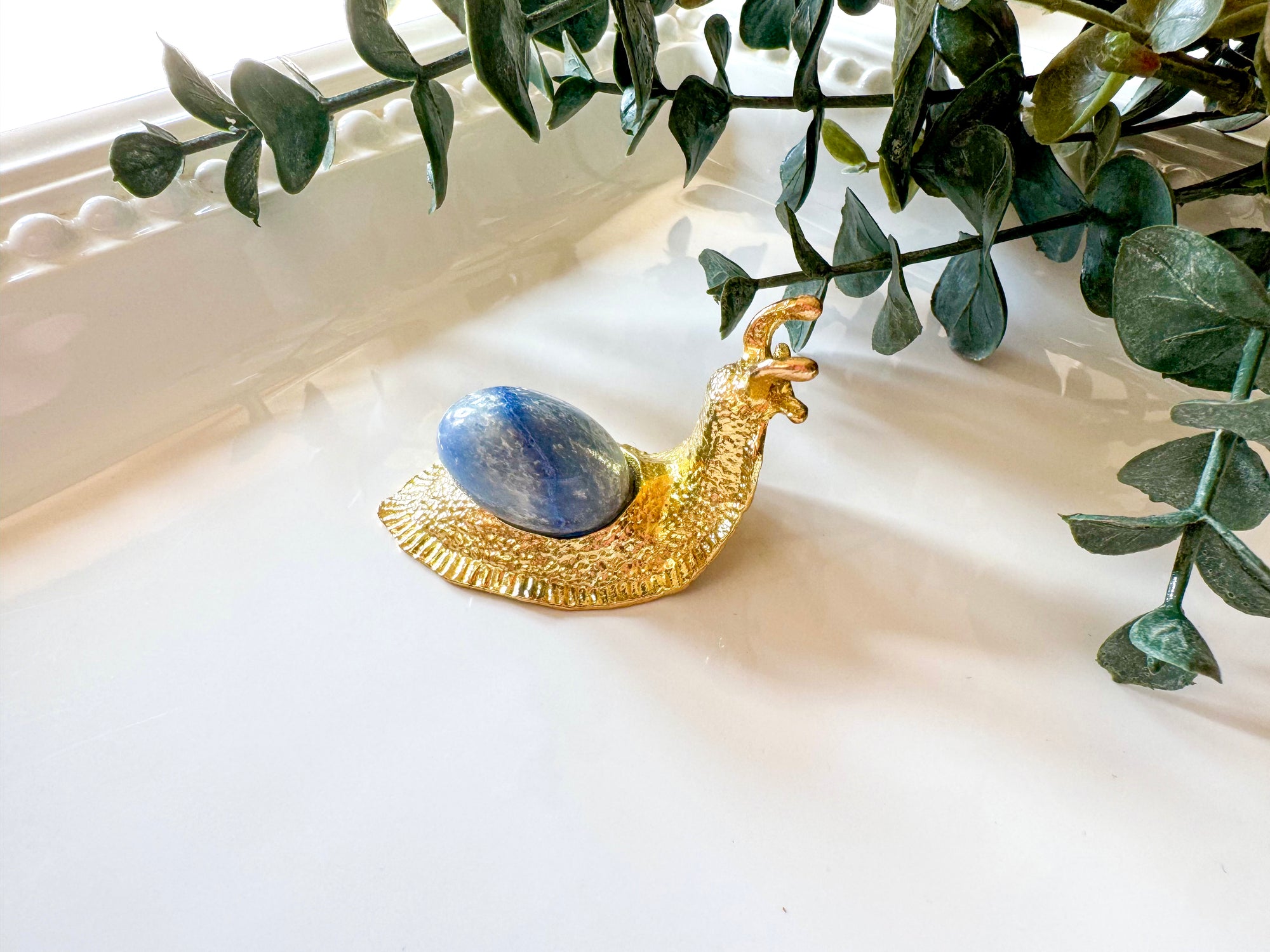 Metal Snail with Crystal Accent