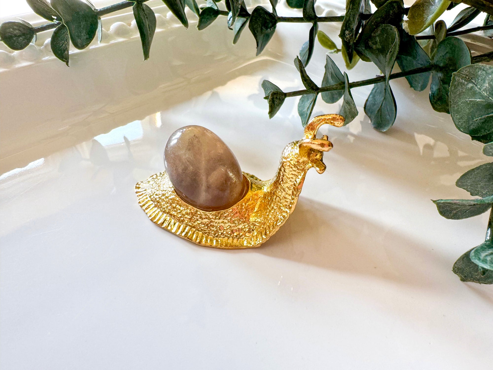 Metal Snail with Crystal Accent