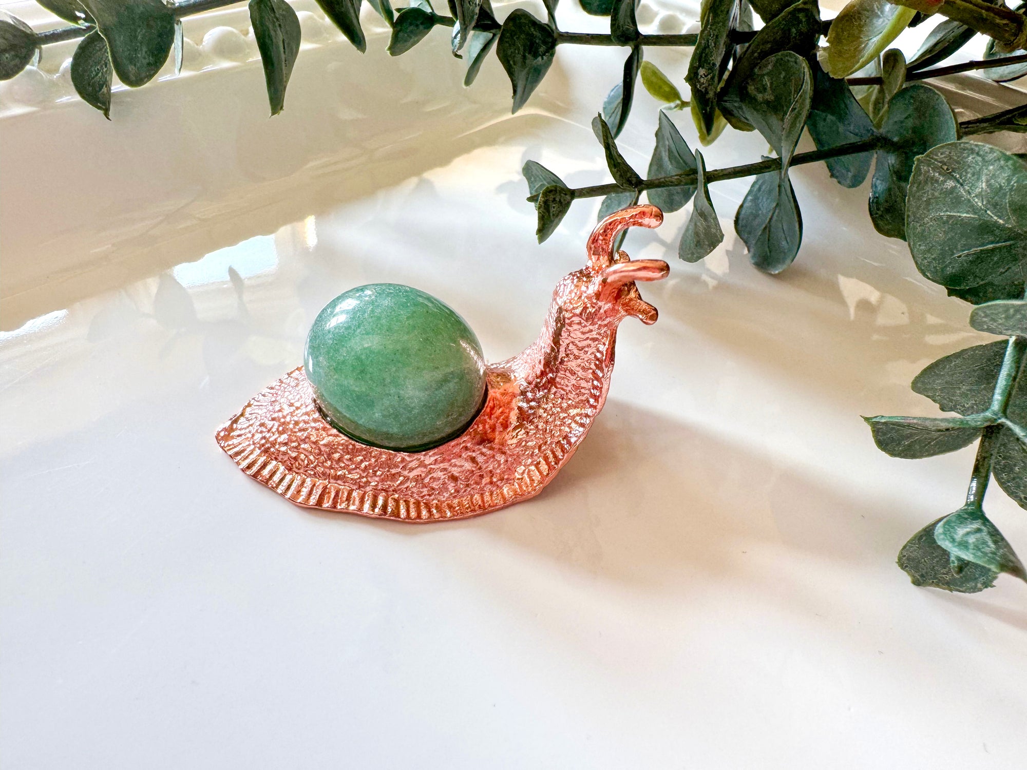 Metal Snail with Crystal Accent