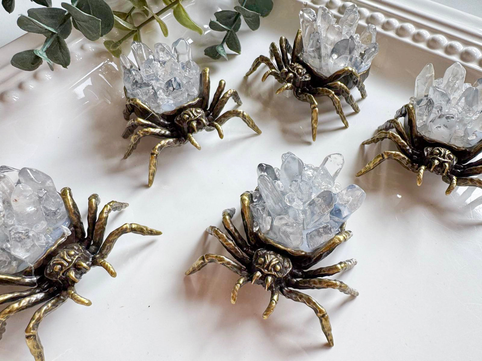 Metal Spider with Clear Quartz Mini Points