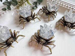 Metal Spider with Clear Quartz Mini Points