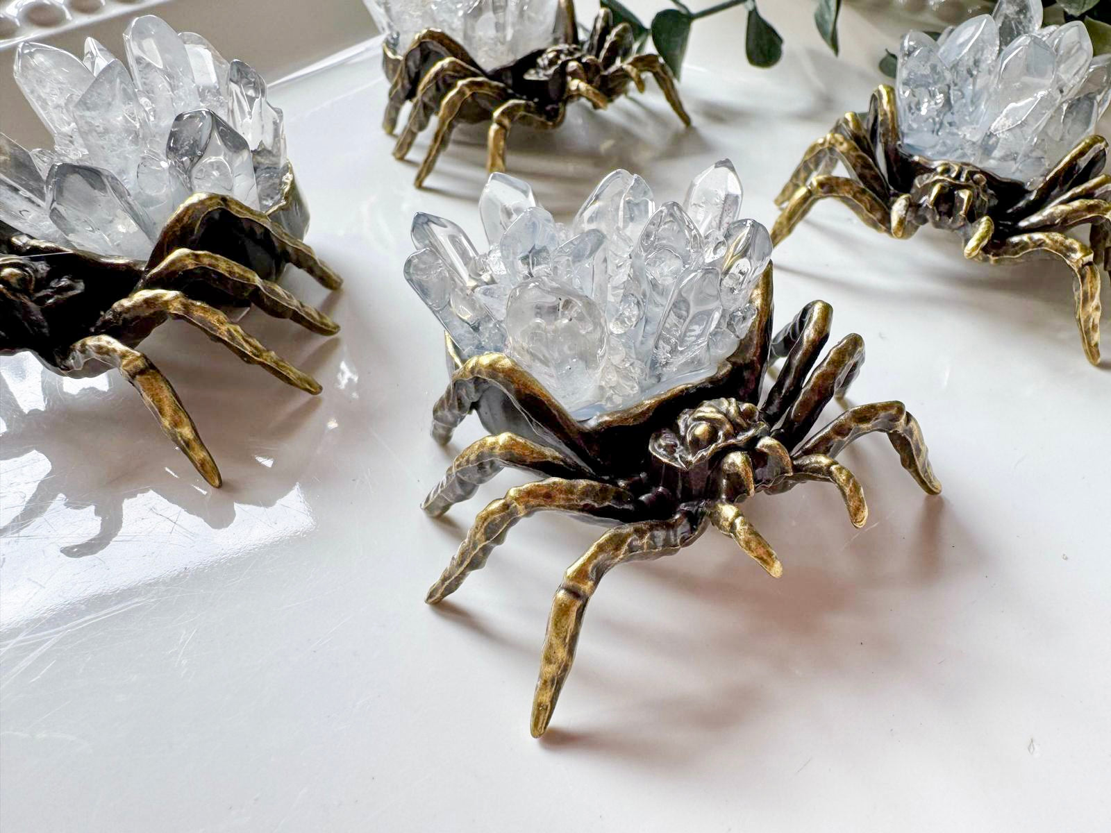 Metal Spider with Clear Quartz Mini Points