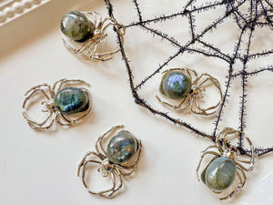 Metal Spider with Labradorite Tumbled Stone Accent