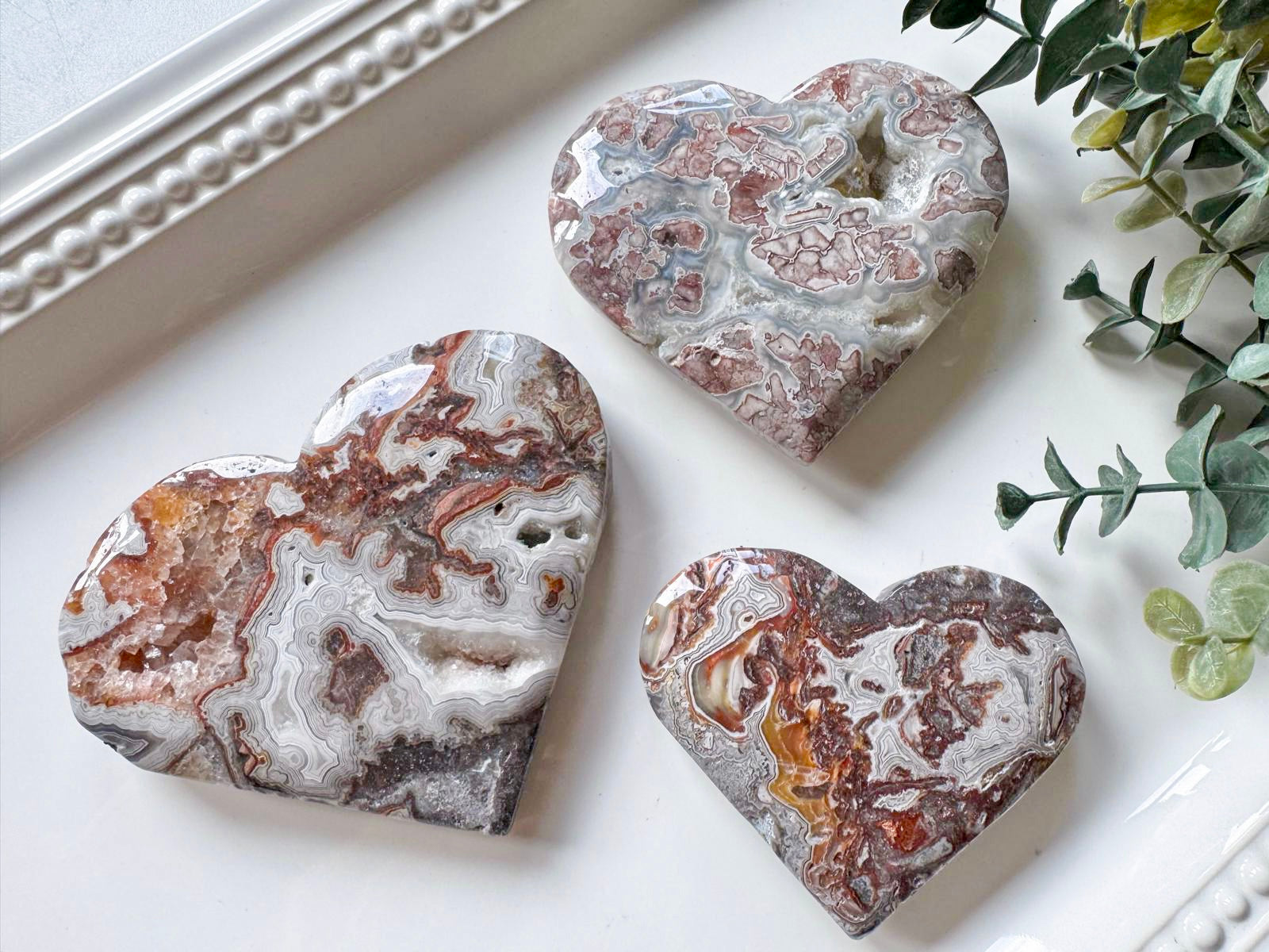 Mexican Crazy Lace Agate Heart || Large