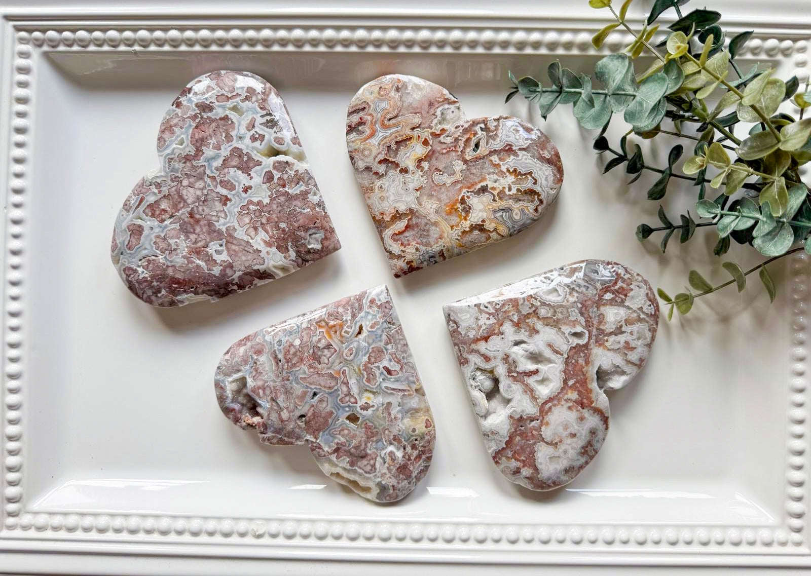 Mexican Crazy Lace Agate Heart || Large