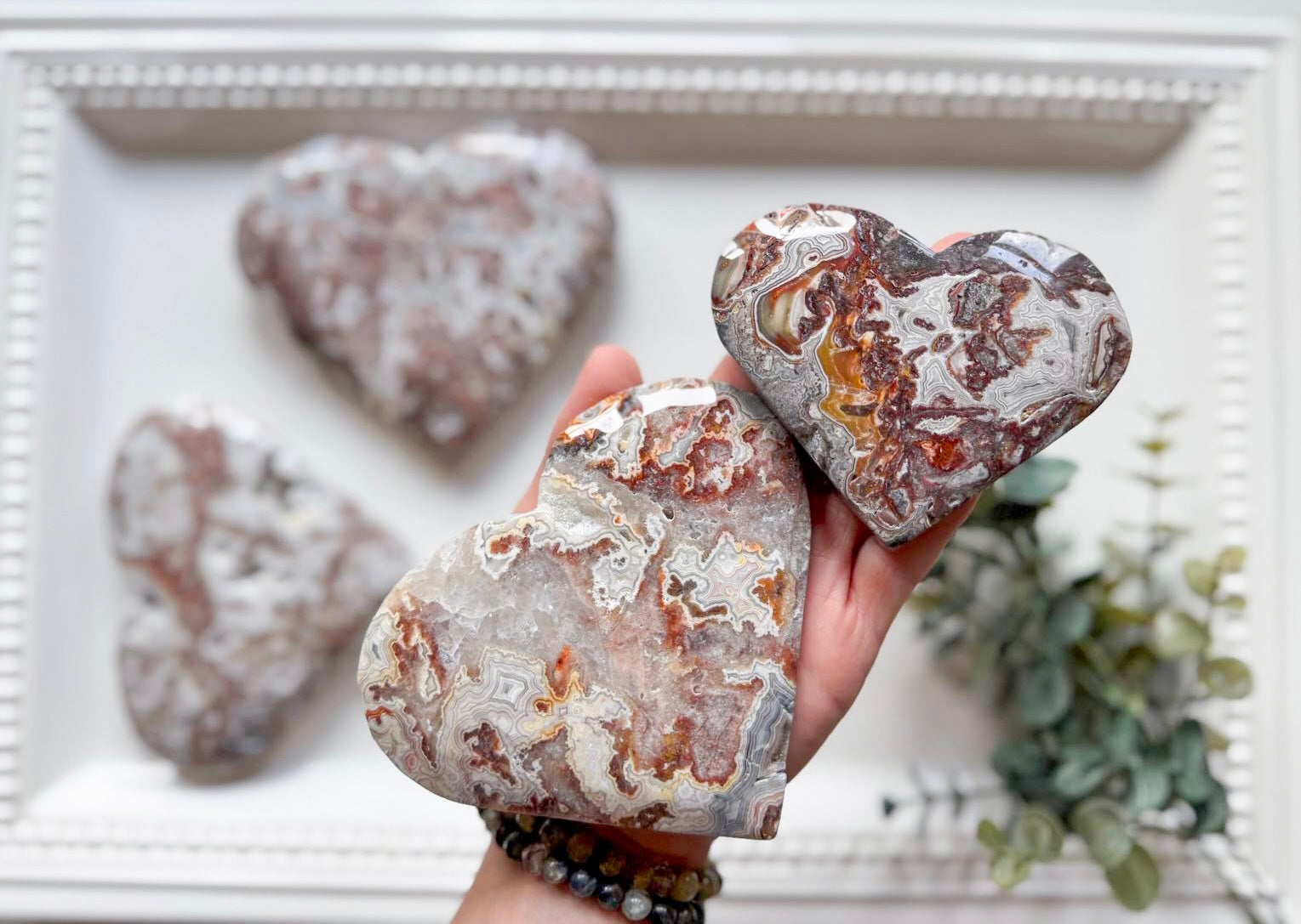 Mexican Crazy Lace Agate Heart || Large