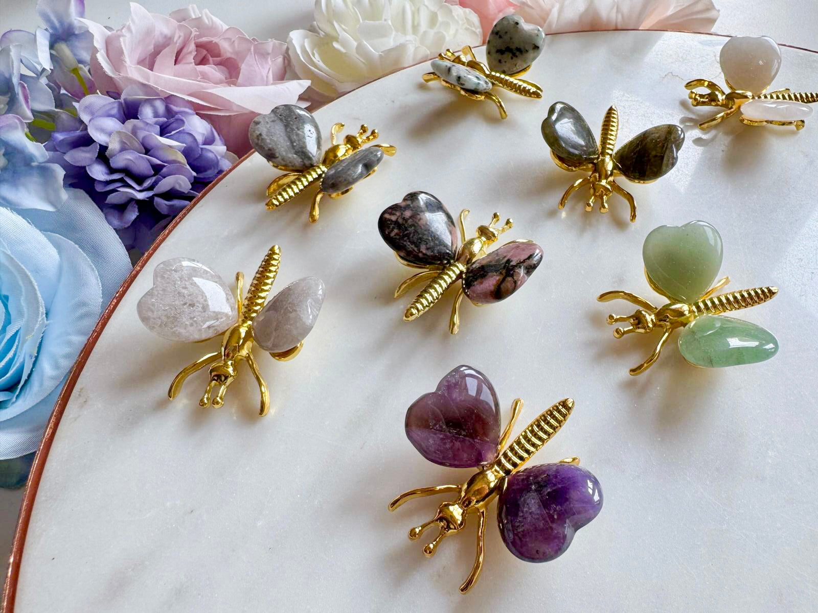 Mini Butterfly with Crystal Heart Wings and Metal Body