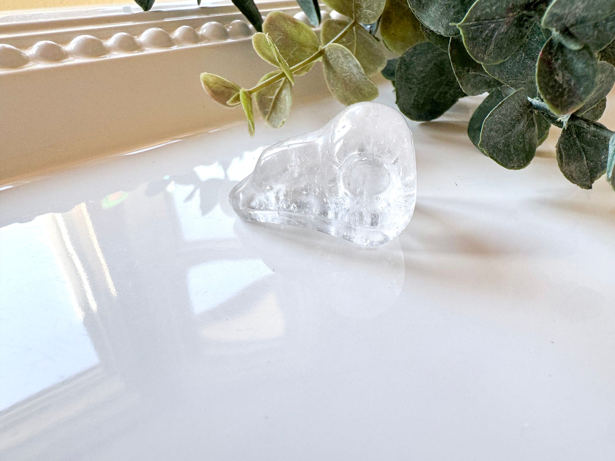 Mini Raven Skull Crystal Carving || 1.25"
