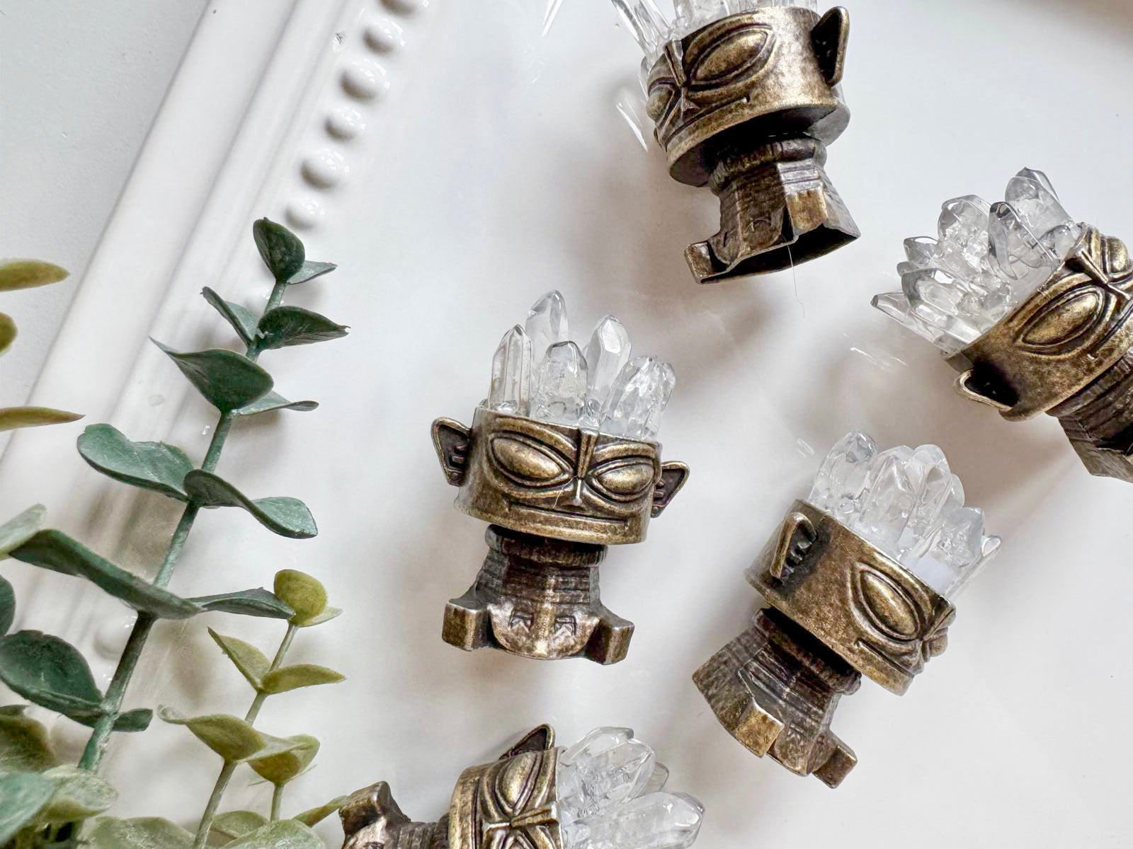 Mini Sanxingdui Statue with Clear Quartz Mini Points