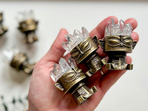 Mini Sanxingdui Statue with Clear Quartz Mini Points