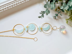 Moon Phase Rainbow Catcher Window Hanger || Gold