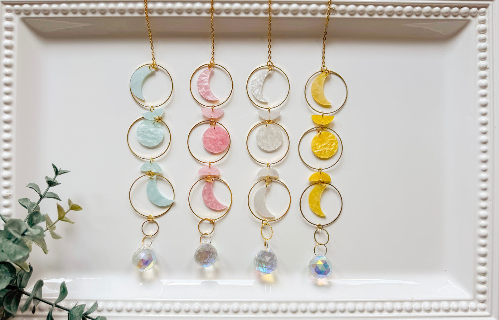 Moon Phase Rainbow Catcher Window Hanger || Gold