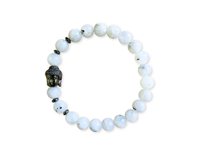 Moonstone Beaded Bracelet with Buddha Charm || Reiki Infused