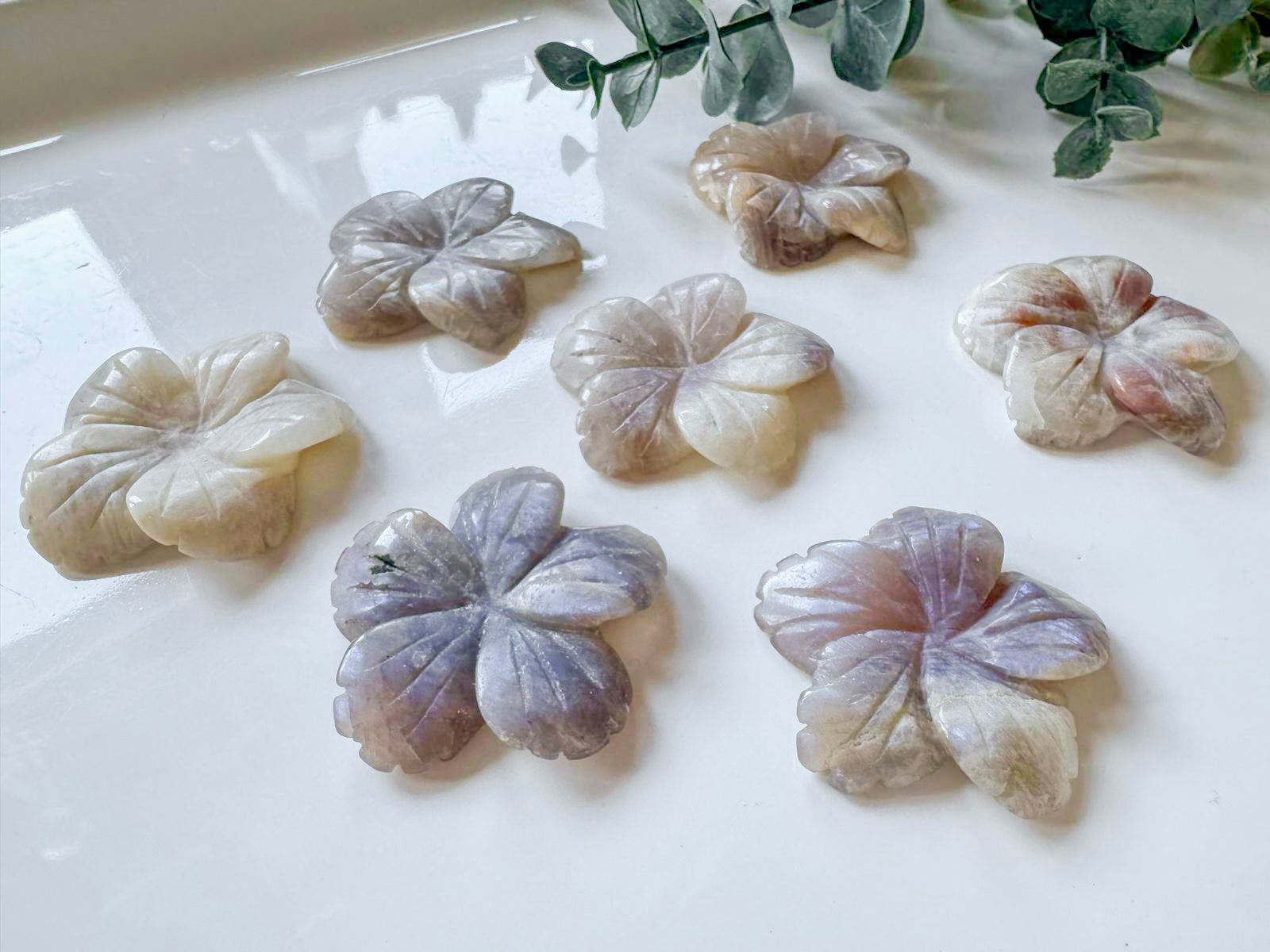 Moonstone Hibiscus Flower Carving