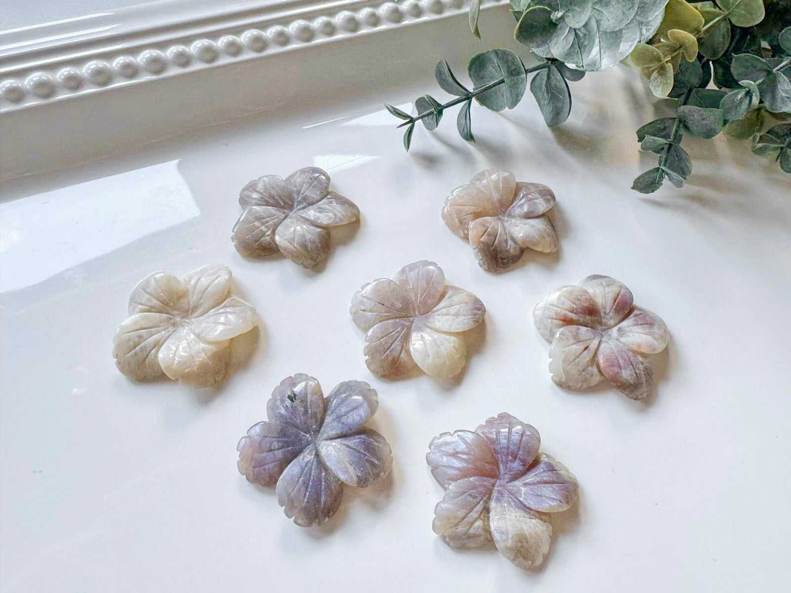 Moonstone Hibiscus Flower Carving