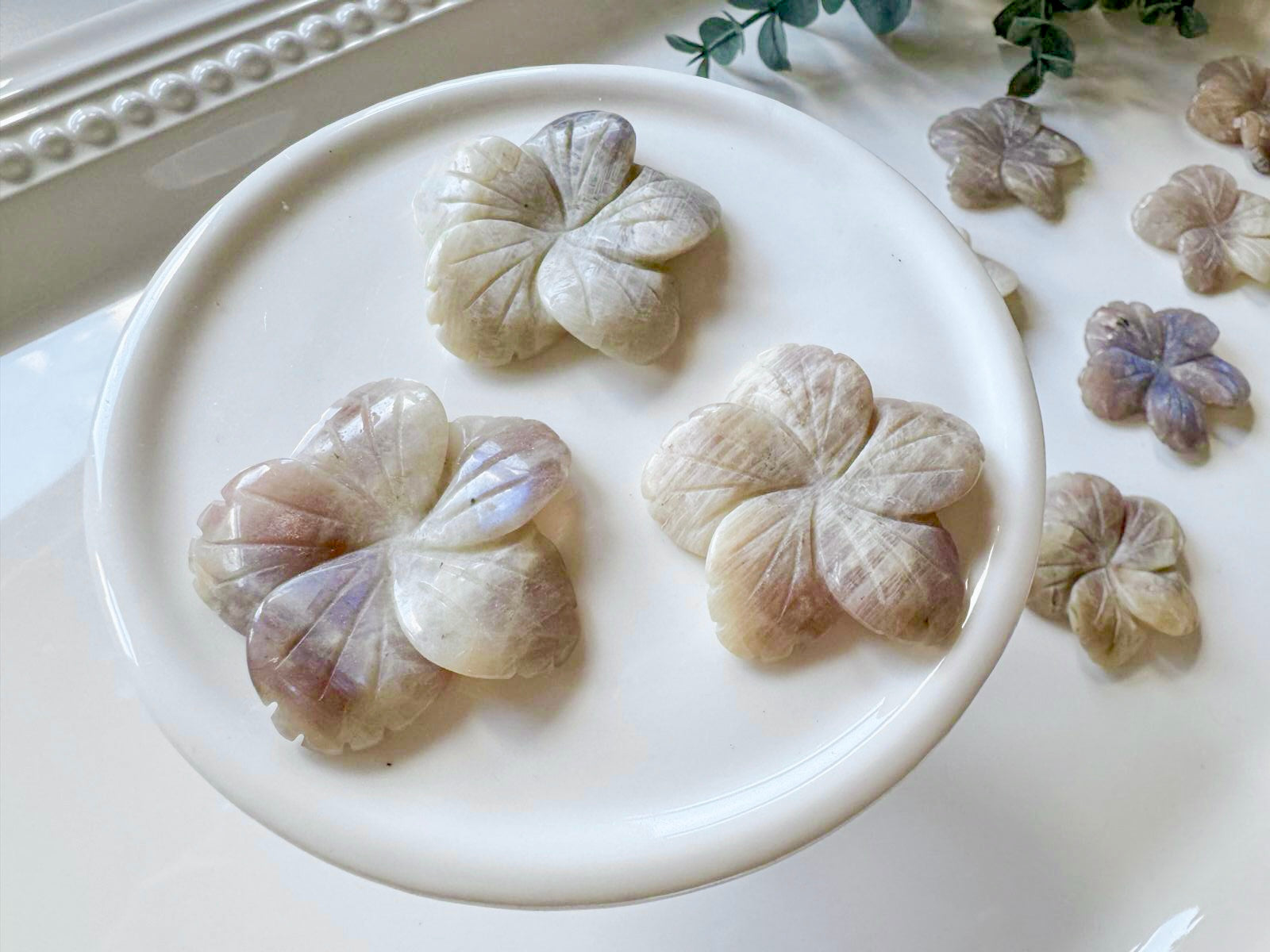 Moonstone Hibiscus Flower Carving