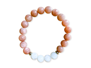 Moonstone & Peach Moonstone 10mm Beaded Bracelet || Reiki Infused