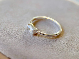 Moonstone Sterling Ring || Horizontal Bar