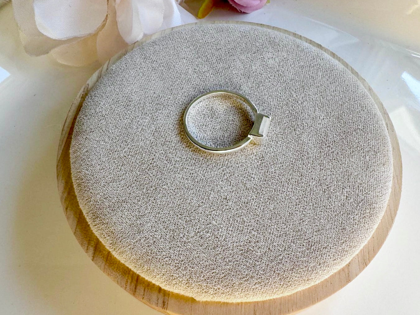 Moonstone Sterling Ring || Horizontal Bar