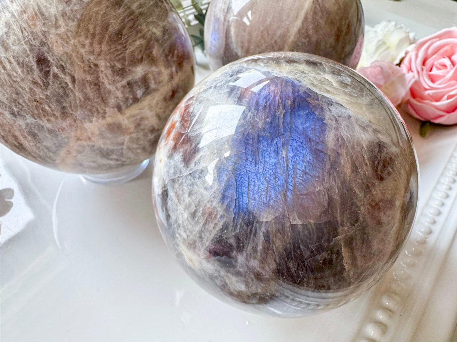 Moonstone & Sunstone Mix Sphere || Large