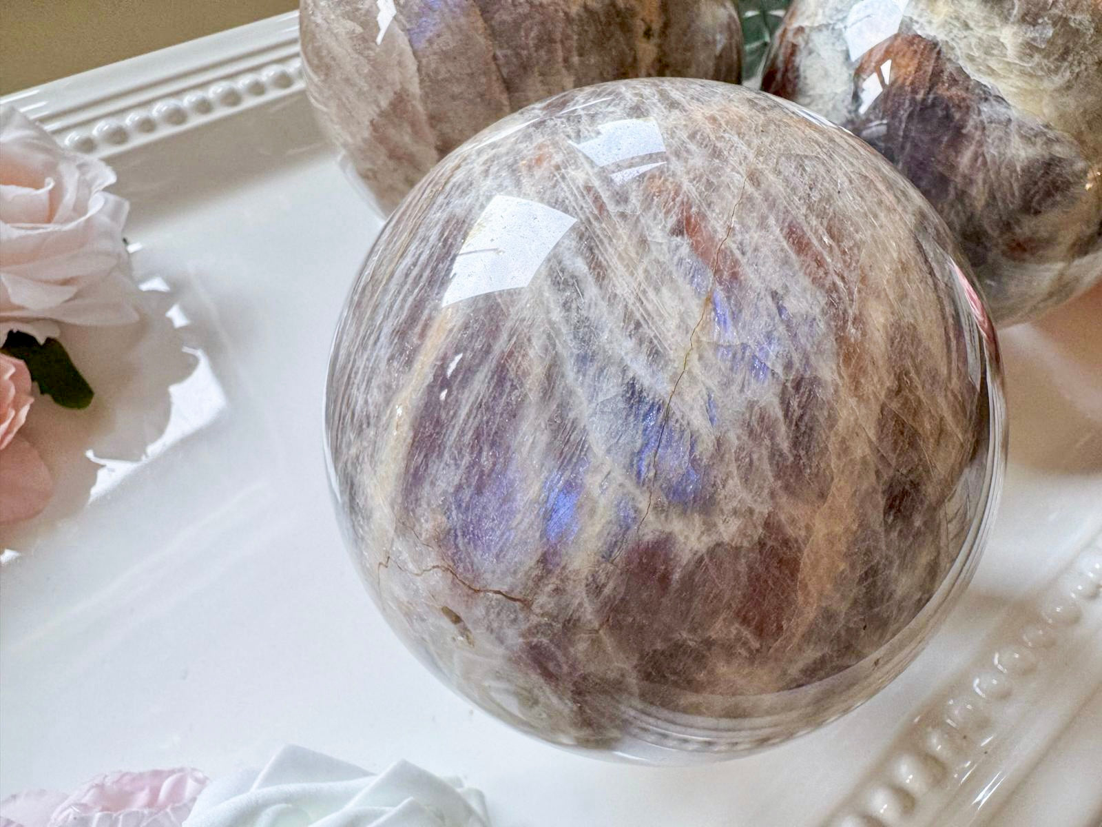Moonstone & Sunstone Mix Sphere || Large
