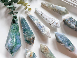 Moss Agate Cut Base Wand || Small