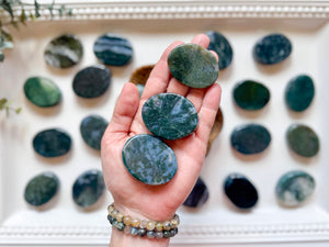 Moss Agate Flat Palm Stone
