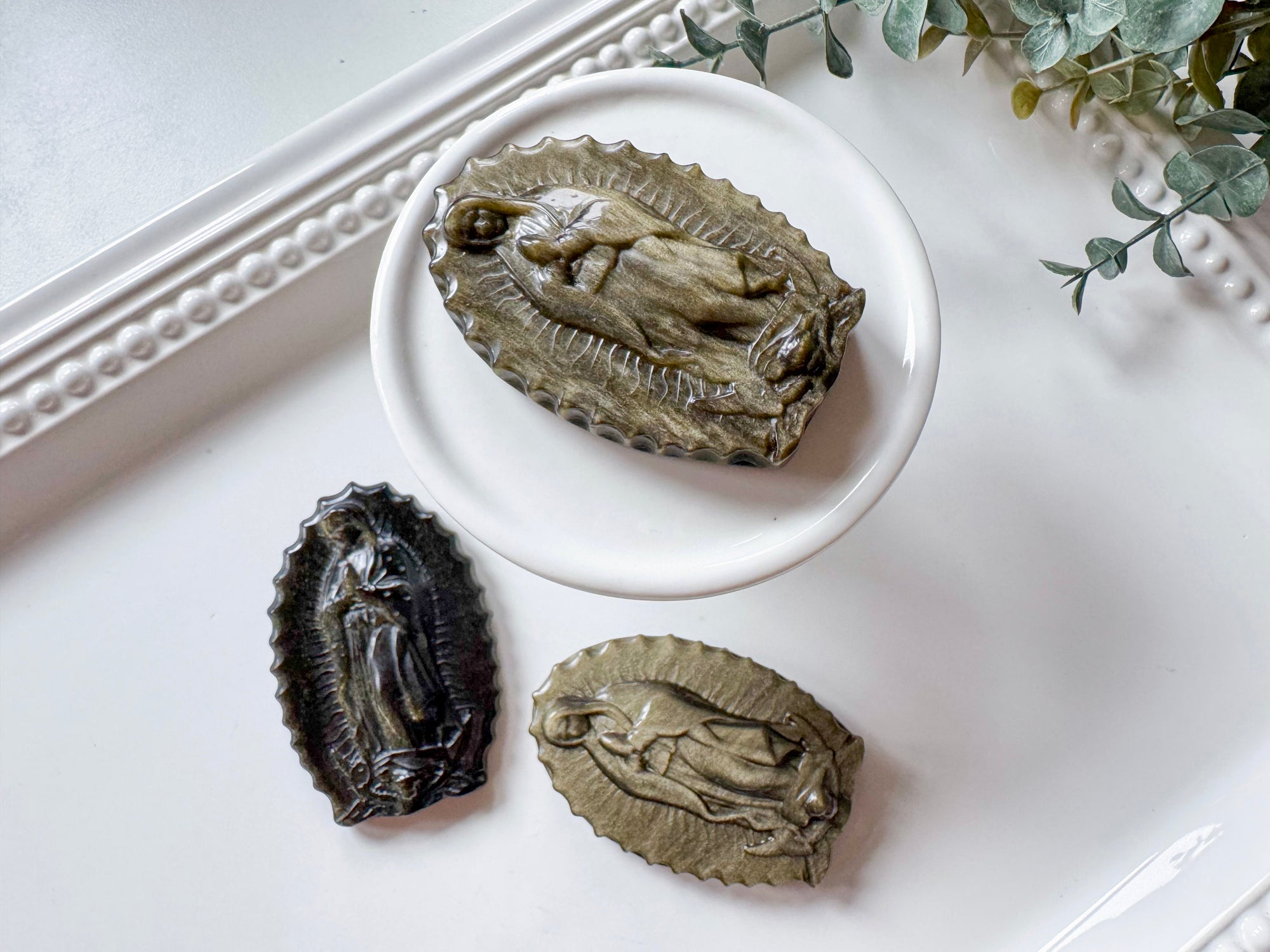 Mother Mary Obsidian Carving