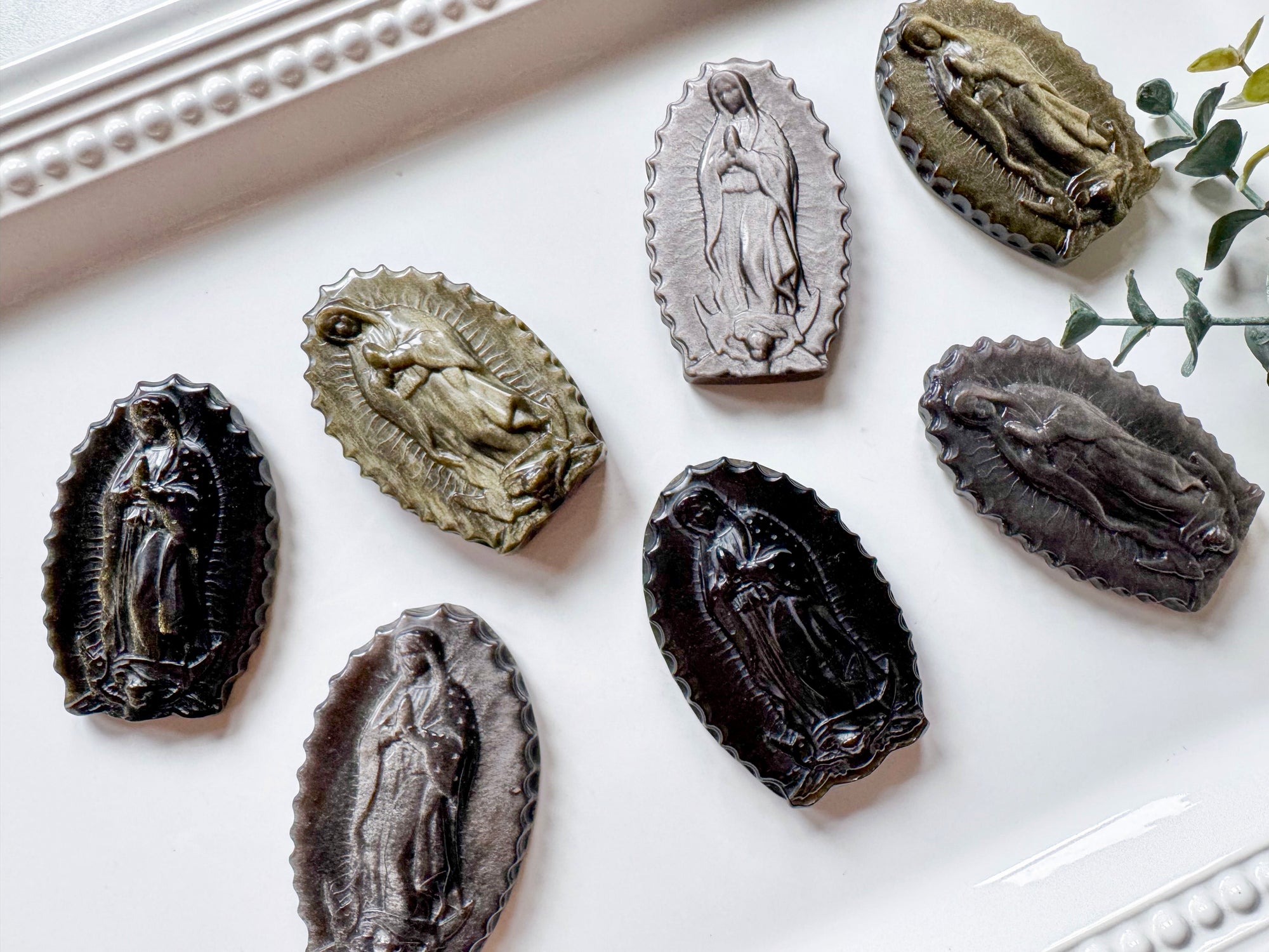 Mother Mary Obsidian Carving