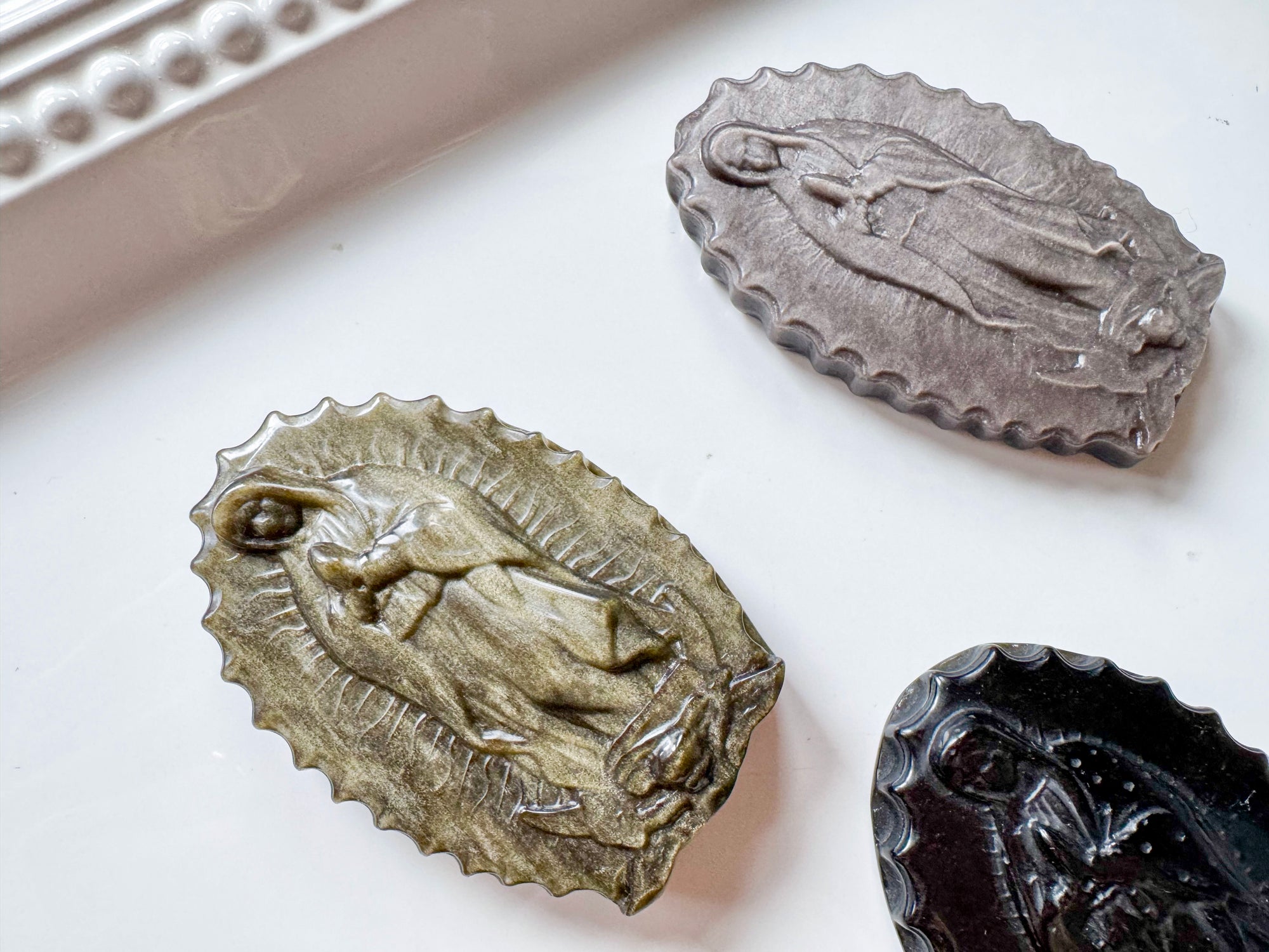 Mother Mary Obsidian Carving