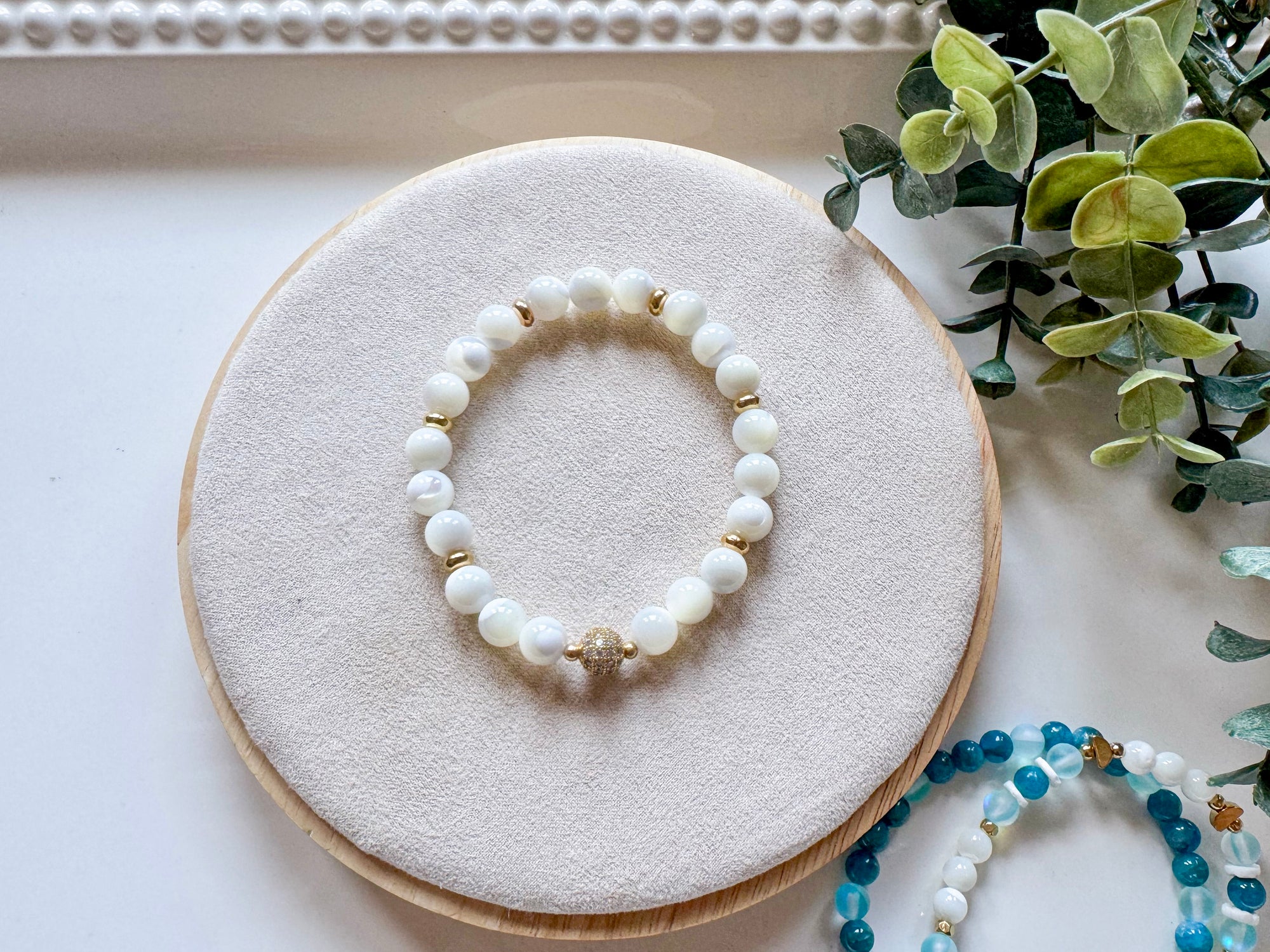 Mother of Pearl Design - Summer Serenity Beaded Bracelet || Reiki Infused Stack
