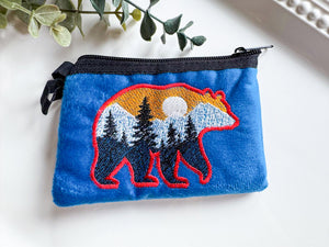 Mountain in Bear Silhouette Embroidered Zippered Pouch || El Salvador