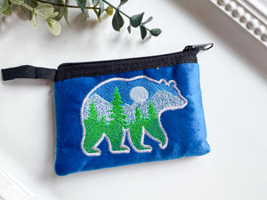 Mountain in Bear Silhouette Embroidered Zippered Pouch || El Salvador