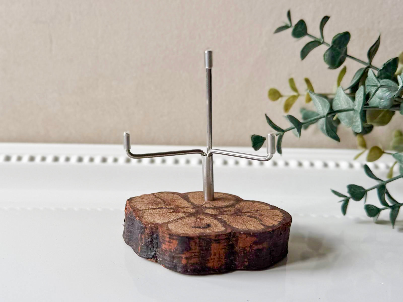 Natural Ayahuasca Wood Slice with Adjustable Slab Holder
