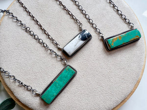 Navajo Sterling Horizontal Bar Turquoise Necklace || Handmade