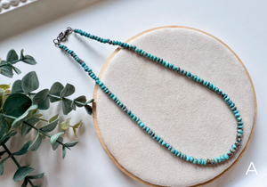Navajo Sterling Silver Beaded Prince Turquoise Necklace || Handmade - A