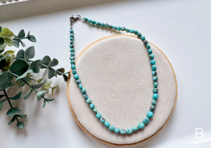 Navajo Sterling Silver Beaded Prince Turquoise Necklace || Handmade - B