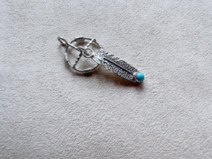 Navajo Feather & Turquoise Sterling Necklace || Handmade
