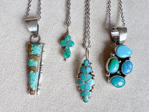 Navajo Native American Turquoise Pendant || Sterling Silver Handmade