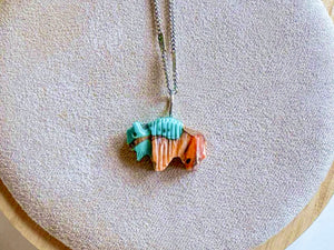 Navajo Spiny Oyster Turquoise Fetish Pendant