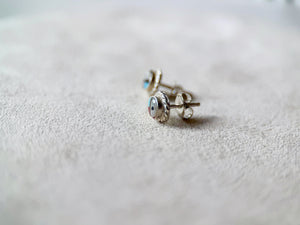 Navajo Three Spirit Inlay Sterling Post Earrings || Handmade