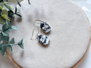 Navajo White Buffalo Oval Sterling Earrings || Handmade