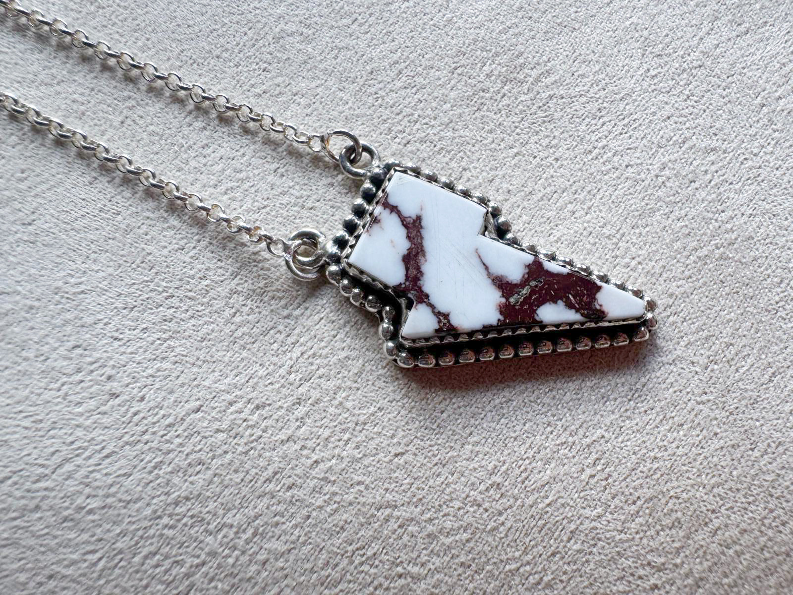 Navajo Wild Horse Stone Lightning Sterling Necklace || Handmade