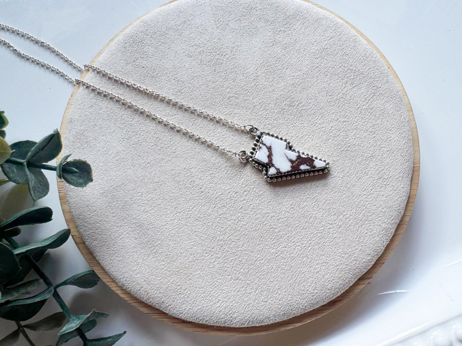 Navajo Wild Horse Stone Lightning Sterling Necklace || Handmade