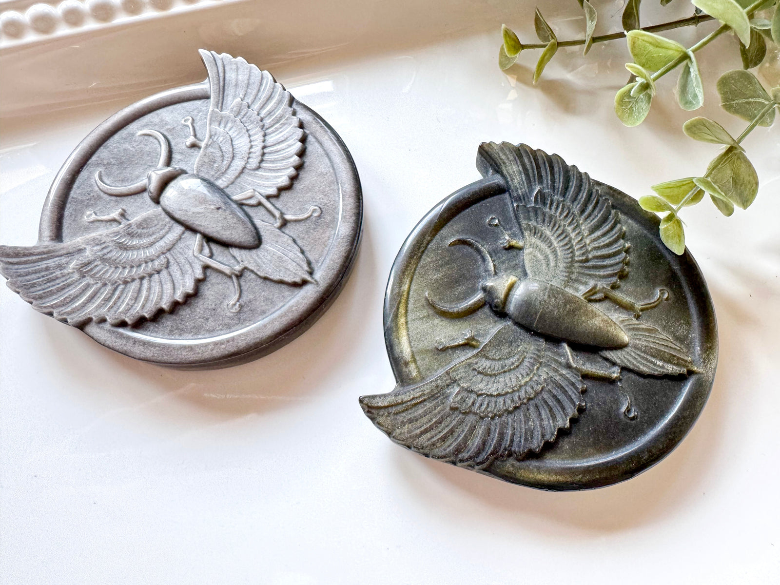 Obsidian Scarab Carving